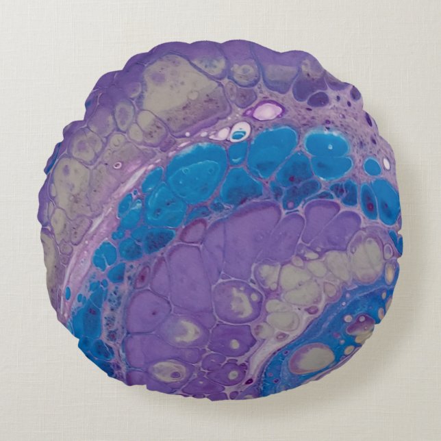 Almofada Redonda Abstrato na moda Cinza Modern Roxo (Frente)