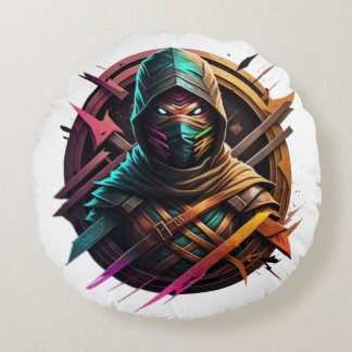 Almofada Redonda Abstrato Ninja Warrior