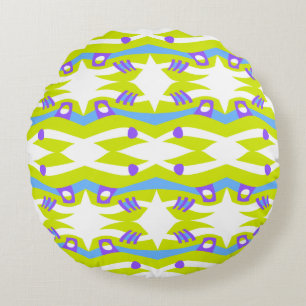 Almofada Redonda Abstrato Noah's Ark Green Purple Blue