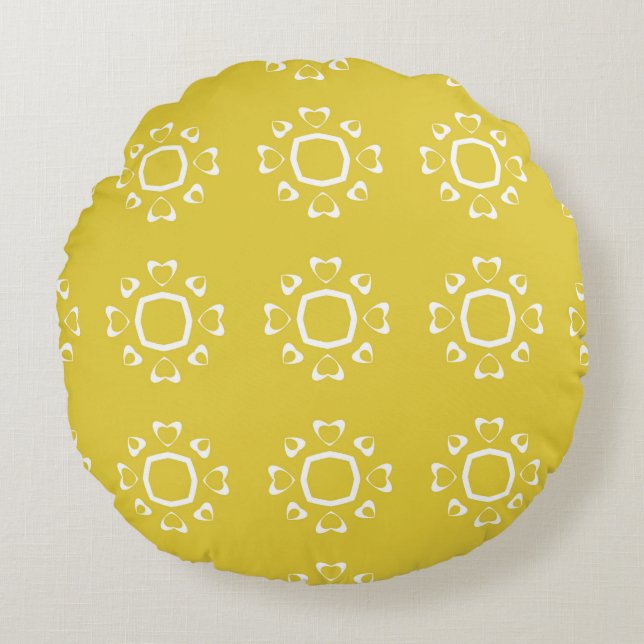 Almofada Redonda Abstrato padrão uniforme de fundo amarelo (Frente)