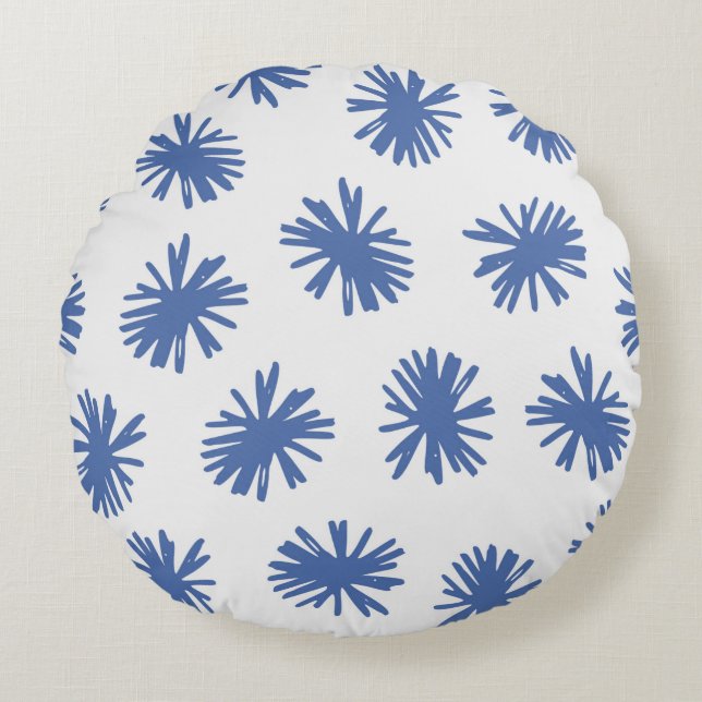 Almofada Redonda Abstrato sem soldadura com formas desenhadas à mão (Frente)