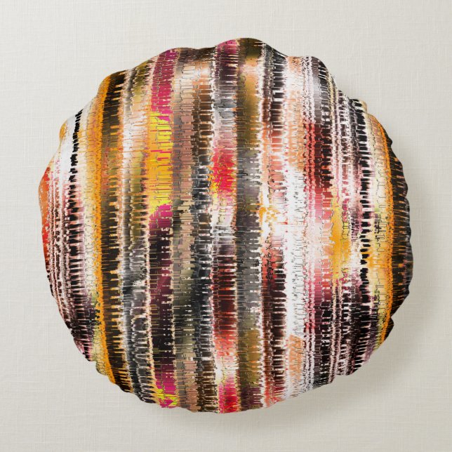 Almofada Redonda Abstrato striped de papel fatiado em fatias (Verso)