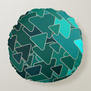 Almofada Redonda Abstrato Teal Triângulo Geométrico