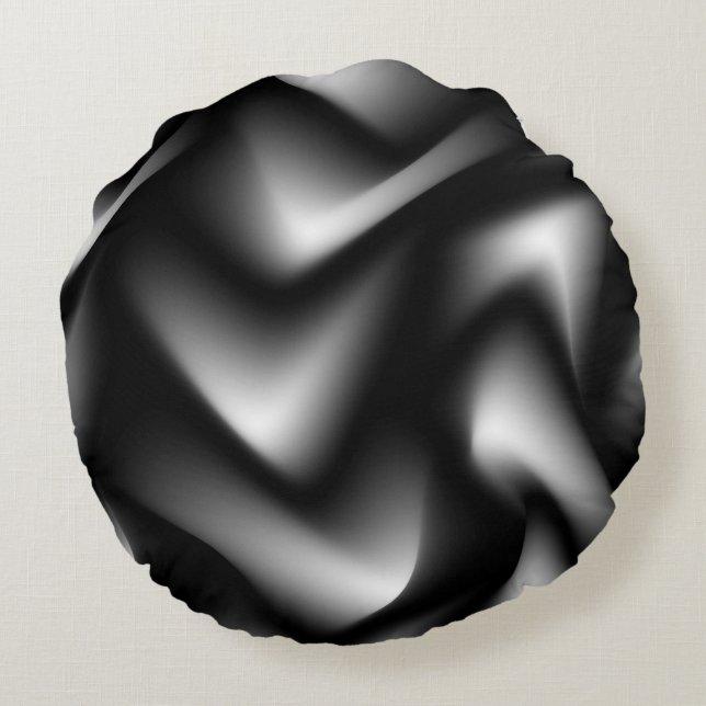 Almofada Redonda Abstrato tecendo em preto e branco (Verso)