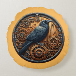 Almofada Redonda academia sombria Steampunk Corvo Mecânico de Relóg