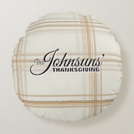 Almofada Redonda Ação de Graças do outono da Xadrez Elegante
