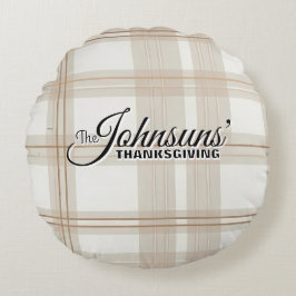 Almofada Redonda Ação de Graças do outono da Xadrez Elegante