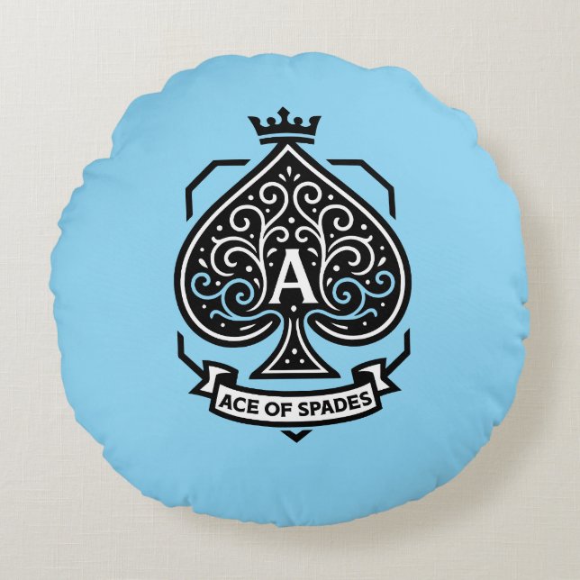 Almofada Redonda Ace of Spades Crest — Filigre Crowado (Frente)