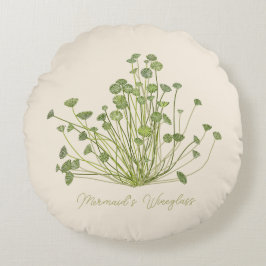 Almofada Redonda Acetabularia algas-marinhas desenhadas à mão