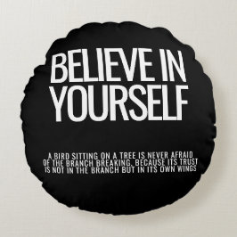 Almofada Redonda Acredite em seu Travesseiro inspirador