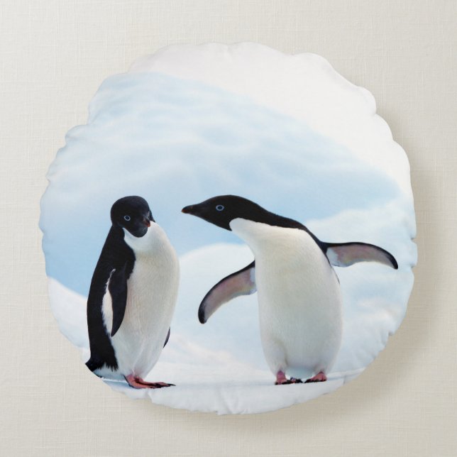Almofada Redonda Adelie Penguins (Frente)