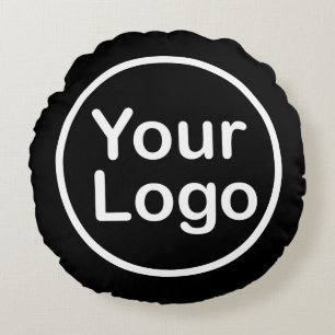 Almofada Redonda Adicione seu próprio logotipo   Fundo Negro