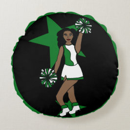 Almofada Redonda Adicione um nome de saudação verde #1