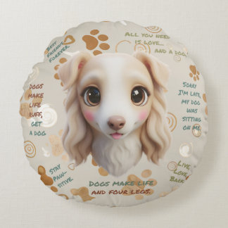 Almofada Redonda Adorable Borzoi Face Cushion Round Pillow
