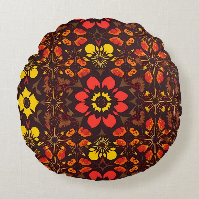 Almofada Redonda Adorable Lion Cub Sitting Portrait Illustration (Frente)