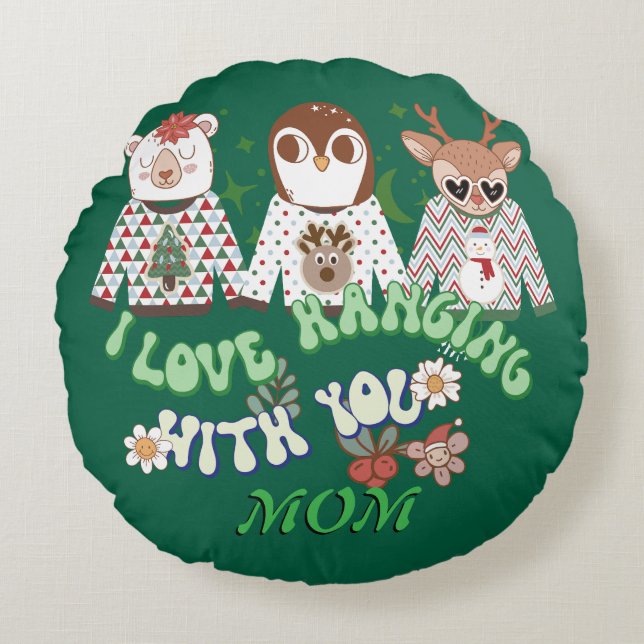 Almofada Redonda Adoro ficar com você (Frente)