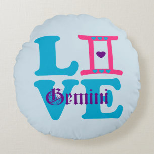 Almofada Redonda ♊! 😍 Adoro Gemini-Melhor Sinal Zodíaco