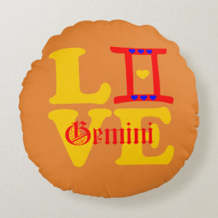 Almofada Redonda ♊! 😍 Adoro Gemini-Melhor Sinal Zodíaco