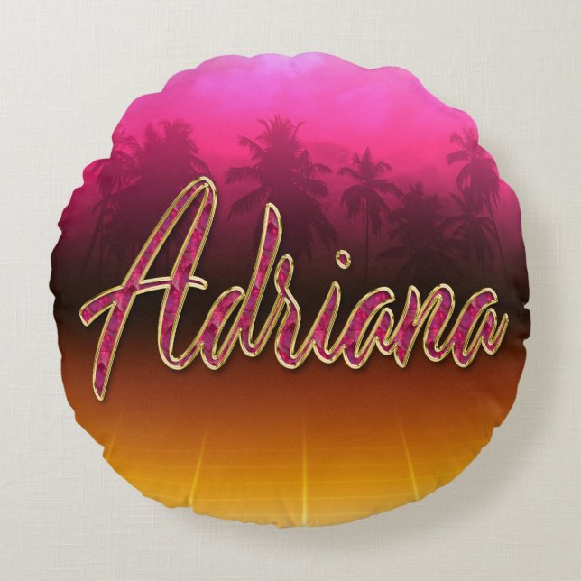 Almofada Redonda Adriana Vorname Name golden pink Kissen (Frente)