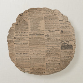 Almofada Redonda Ads of the Past, NY 1856 Round Pillow