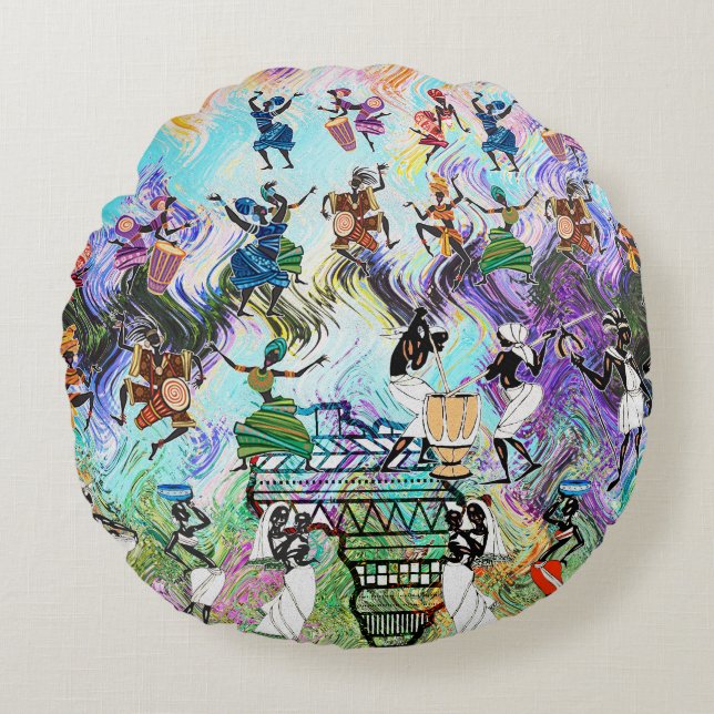 Almofada Redonda African Feast: Rhythms of Africa  (Frente)