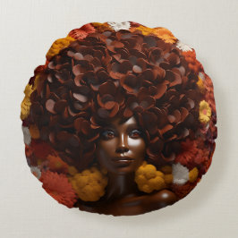 Almofada Redonda Afro-americana Rainha Negra Melanin Poppin