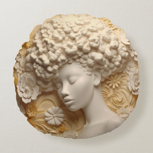 Almofada Redonda Afro-americana Rainha Negra Melanin Poppin (Frente)