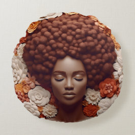 Almofada Redonda Afro-americana Rainha Negra Melanin Poppin