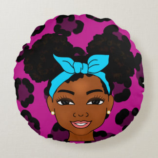 Almofada Redonda 'Afro black girl puffs