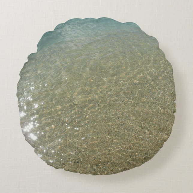 Almofada Redonda Água na fotografia da Abstrato Nature Beach I (Frente)