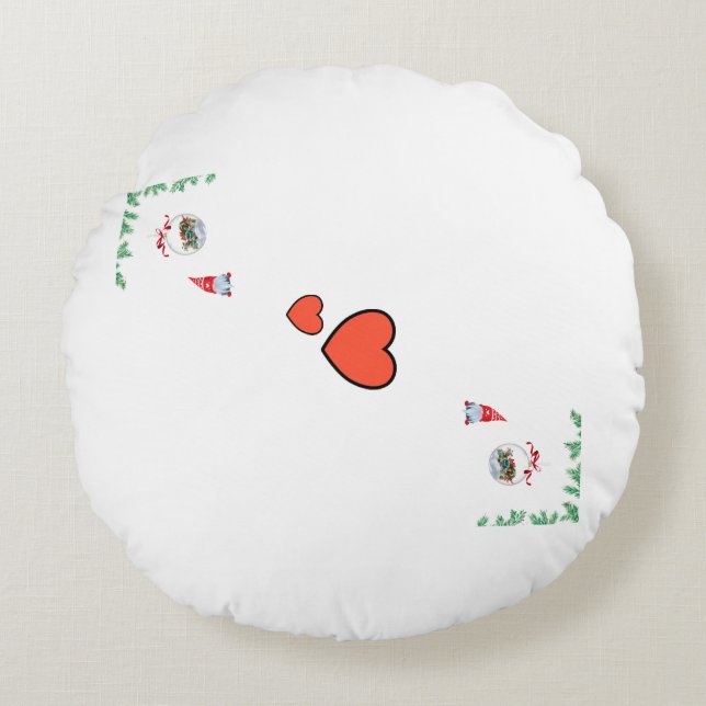 Almofada Redonda Aguardente de Natal com gnomo (Frente)
