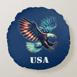 Almofada Redonda Águia Americana Patriótica EUA