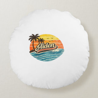 Almofada Redonda Aiden Retro Sunset Name Design