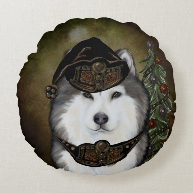 Almofada Redonda Alaskan Malamute (Frente)