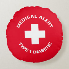 Almofada Redonda Alerta Médico Personalizado Vermelho Diabético