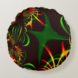 Almofada Redonda Algumas curvas verdes e amarelas coradas pelo fogo