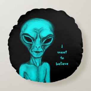 Almofada Redonda Alienígena, quero acreditar