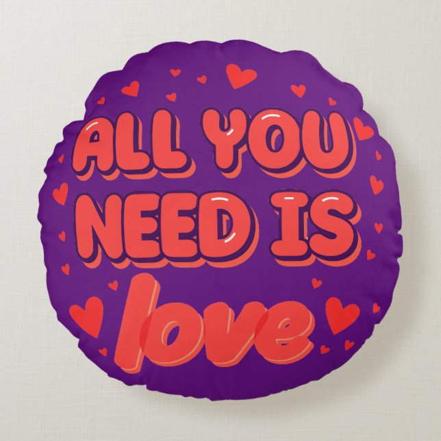 Almofada Redonda "All You Need is Love" valentine's day desing (Frente)