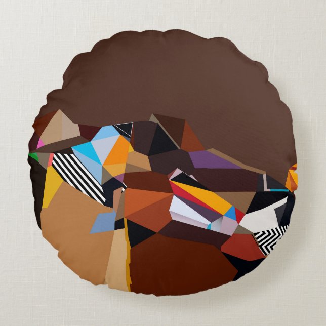 Almofada Redonda Almofada artística Almofada única de design luxo (Frente)
