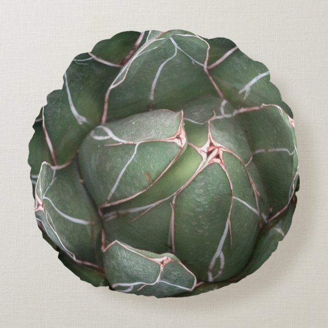 Almofada Redonda Almofada de poliéster redondo com plantas escovada (Frente)