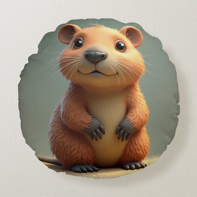 Almofada Redonda almofada de travesseiro de capybara (Frente)