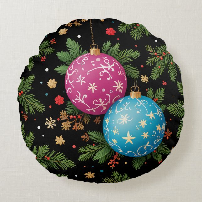 Almofada Redonda Almofada do travesseiro de Natal (editar) (Frente)