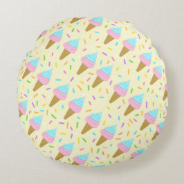 Almofada Redonda Almofada fofa com estampa contínua de sorvetes