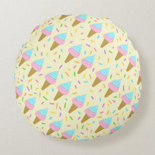 Almofada Redonda Almofada fofa com estampa contínua de sorvetes