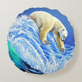 Almofada Redonda Almofada Image: Polar bear in the sea.