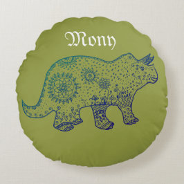 Almofada Redonda Almofada Mandala Dinosaur Art Round