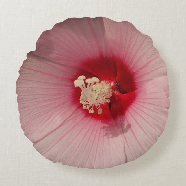 Almofada Redonda Almofada rosa com escova de poliéster redondo (Frente)