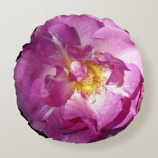 Almofada Redonda Almofada rosa rosa, escovada, Almofada de poliéste (Frente)