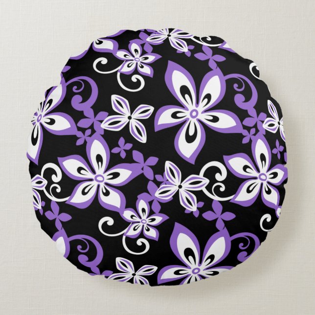 ALMOFADA REDONDA ALOHA HAWAII (PRETO/ROXO) (Frente)