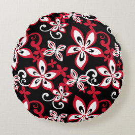 ALMOFADA REDONDA ALOHA HAWAII (PRETO/VERMELHO)